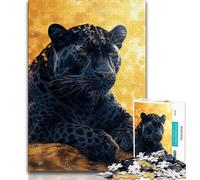Jigsaw Puzzles for Teenagers Golden Black Panther Teenager Puzzles,Educational Games Home Decoration Birthday Present, Gifts, Wall Art (size 38x26cm)