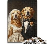 Jigsaw Puzzles for Teenagers Golden Retriever Couple 1000 Pieces for Adults,Birthday Gift Idea for Adults, Family Game And Hobby (38x26cm)