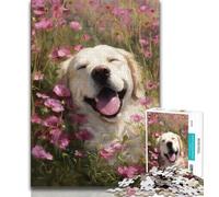 Jigsaw Puzzles for Teenagers Golden Retriever Oil Painting 1000 Pieces for Adults,Birthday Gift Idea for Adults, Family Game And Hobby 26x38cm