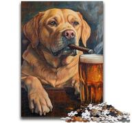 Jigsaw Puzzles for Teenagers Golden Retriever Smoking Teenager Puzzles,for Educational Game Challenge Toy Deal As Gifts for The Whole Family (50x75cm)