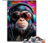 Jigsaw Puzzles for Teenagers Gorilla with Headphones, Toys Educational Games Stress Relieving Enhance Love between Couples (Size 26x38cm)