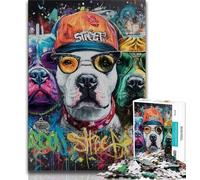 Jigsaw Puzzles for Teenagers Graffiti Pug 1000 Piece Jigsaw,Educational Games Home Decoration Suitable for Desktop Decoration (size 75x50cm)