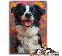 Jigsaw Puzzles for Teenagers Happy Border Collie Teenager Jigsaw,for Educational Game Challenge Toy Deal As Gifts for The Whole Family (50x75cm)