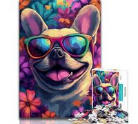 Jigsaw Puzzles for Teenagers Happy French Bulldog,Learning Educational Toys Family Games Educational Game for Birthday,Chrismas 38x26cm