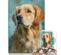 Jigsaw Puzzles for Teenagers Happy Golden Retriever,Help The Brain Exercise Addictive Toys to Cultivate Patience Gift For Birthdays (38x26cm)