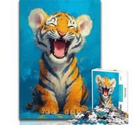 Jigsaw Puzzles for Teenagers Happy Tiger Teenager Jigsaw,is Ideal As Gifts for The Whole Family Suitable for And 14 (size 38x26cm)