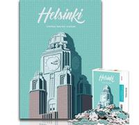 Jigsaw Puzzles for Teenagers Helsinki Travel Poster,Help The Brain Exercise Addictive Toys to Cultivate Patience Perfect Decoration (75x50cm)