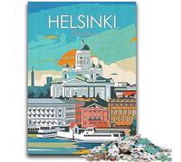 Jigsaw Puzzles for Teenagers Helsinki Vintage Poster Brain Intelligence Challenge Addictive Toys Birthday Present, Gifts, Wall Art (size 38x52cm)