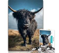 Jigsaw Puzzles for Teenagers Highland Cow 1000 Piece Puzzle,Stress Reliever Staycation Kill Time Wishlist with Santa Claus 26x38cm