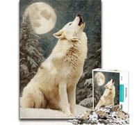 Jigsaw Puzzles for Teenagers Howling White Wolf 1000 Piece Puzzle,learning Educational for Is Ideal As A Gift for The Whole Family 38x26cm