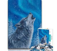 Jigsaw Puzzles for Teenagers Howling Wolf,Help The Brain Exercise Addictive Toys to Cultivate Patience Perfect Decoration 38x26cm