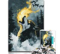 Jigsaw Puzzles for Teenagers Howling Wolf Under The Moon 1000 Piece Puzzle,Educational Games Wall Decoration Unique Birthday And Xmas Gifts 38x26cm