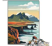 Jigsaw Puzzles for Teenagers Icelandic Coastline, Stress Relief with Fully Interlocking Randomly Shaped Pieces for And 14 Years Old 50x75cm