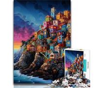 Jigsaw Puzzles for Teenagers Italian Seaside Scenery Puzzles,Challenging Game Gifts for Is Ideal As A Gift for The Whole Family 38x26cm