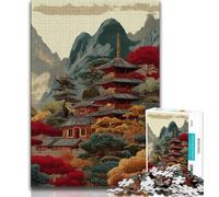Jigsaw Puzzles for Teenagers Japanese Style Architecture 1000 Piece Puzzle,learning Educational for Is Ideal As A Gift for The Whole Family 75x50cm