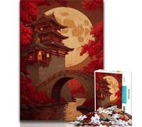 Jigsaw Puzzles for Teenagers Japanese Style Temple,Help The Brain Exercise Addictive Toys to Cultivate Patience Wall Decoration (75x50cm)