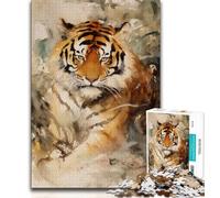 Jigsaw Puzzles for Teenagers Japanese Style Tiger,Help The Brain Exercise Addictive Toys to Cultivate Patience Wall Decoration (75x50cm)