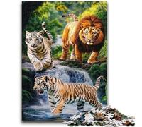 Jigsaw Puzzles for Teenagers Jungle Animals 1000 Piece Jigsaw,Family Entertainment Toys with Matching Poster And Trivia Sheet (50x75cm)