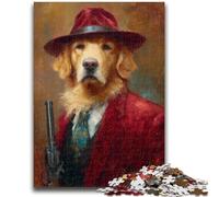 Jigsaw Puzzles for Teenagers Killer Golden Retriever Puzzles,Challenging Game Gifts for Is Ideal As A Gift for The Whole Family (75x50cm)