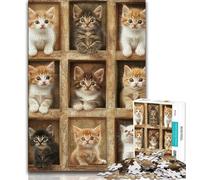 Jigsaw Puzzles for Teenagers Kitten Collage, Family Entertainment Toys,Educational Game for Birthday, Chrismas for Ages 14+ 38x26cm