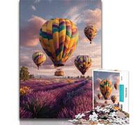 Jigsaw Puzzles for Teenagers Lavender Hot Air Balloon 1000 Piece Jigsaw,Stress Reliever Staycation Kill Time Parent-child Interaction 26x38cm