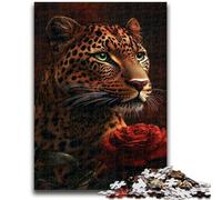 Jigsaw Puzzles for Teenagers Leopard Rose Challenging Game And Family Play Wall Decoration Unique Birthday And Xmas Gifts 26x38cm