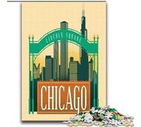 Jigsaw Puzzles for Teenagers Lincoln Square Chicago, Stress Relief with Fully Interlocking Randomly Shaped Pieces for And 14 Years Old 70x100cm