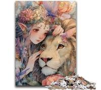 Jigsaw Puzzles for Teenagers Lion And Elf Girl, Analysis And Logic with Fully Interlocking Randomly Shaped Pieces for And Age 14 Years Up 50X75CM