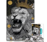 Jigsaw Puzzles for Teenagers Lion with A Crown, Family Challenge Toys,for Is Ideal As A Gift for The Whole Family for And 14 Years Old 38x26cm