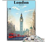 Jigsaw Puzzles for Teenagers London England Travel, Stress Reliever Difficult Challenge Secret Santa Gifts for Age 14 Years Up 50x75cm