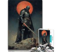 Jigsaw Puzzles for Teenagers Lone Knight,Help The Brain Exercise Addictive Toys to Cultivate Patience Wall Decoration (75x50cm)