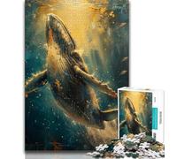 Jigsaw Puzzles for Teenagers Majestic Fantasy Whale 1000 Piece Jigsaw,Stress Reliever Staycation Kill Time Parent-child Interaction 26x38cm
