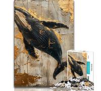 Jigsaw Puzzles for Teenagers Majestic Fantasy Whale 1000 Piece Puzzle,learning Educational for Is Ideal As A Gift for The Whole Family 38x26cm