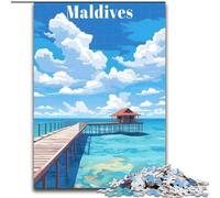 Jigsaw Puzzles for Teenagers Maldives Travel, Stress Relief with Fully Interlocking Randomly Shaped Pieces for And 14 Years Old 26x38cm