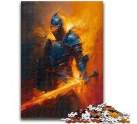 Jigsaw Puzzles for Teenagers Medieval Majestic Knight Teenager Puzzles,Stress Reliever Staycation Kill Time Wishlist with Santa Claus (75x50cm)