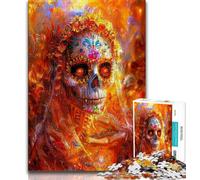 Jigsaw Puzzles for Teenagers Mexican Style Skull,Brain Intelligence Challenge Addictive Toys Birthday Present,Gifts,Wall Art (75x50cm)