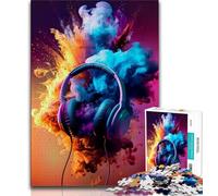 Jigsaw Puzzles for Teenagers Modern Colorful Splash Headphones Teenager Puzzles,Educational Games Home Decoration Birthday Present, Gifts, Wall Art (size 38x26cm)