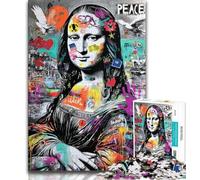 Jigsaw Puzzles for Teenagers Mona Lisa Graffiti,Help The Brain Exercise Addictive Toys to Cultivate Patience Perfect Decoration (38x26cm)