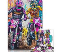 Jigsaw Puzzles for Teenagers Mountain Biking Adult Jigsaw,Artistic Wall Decor & Birthday Gift Idea for Friends, Home Office (size 75x50cm)