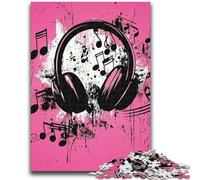 Jigsaw Puzzles for Teenagers Musical Symbol Headphones Puzzles,Challenging Game Gifts for Is Ideal As A Gift for The Whole Family (26x38cm)