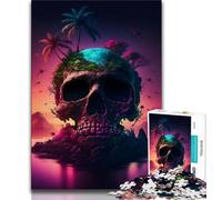 Jigsaw Puzzles for Teenagers Mystical Island Sunset 1000 Piece Puzzle,Stress Reliever Difficult Challenge Home Decoration Toys 75x50cm