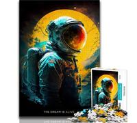 Jigsaw Puzzles for Teenagers Neon Astronaut with Sun Puzzles for Teenagers,Family Entertainment Toys with Matching Poster And Trivia Sheet 38x26cm