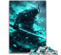 Jigsaw Puzzles for Teenagers Neon Samurai Warrior War Brain Intelligence Challenge Addictive Toys Birthday Present, Gifts, Wall Art 38x26cm