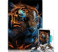Jigsaw Puzzles for Teenagers Neon Tiger 1000 Piece Jigsaw,Educational Games Home Decoration Suitable for Desktop Decoration (size 38x26cm)