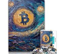 Jigsaw Puzzles for Teenagers Night Sky Bitcoin,Help The Brain Exercise Addictive Toys to Cultivate Patience Wall Decoration 50x75cm