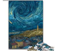 Jigsaw Puzzles for Teenagers Night Sky City Cityscape, Analysis And Logic with Fully Interlocking Randomly Shaped Pieces for And Age 14 Years Up (Size 50x75cm)
