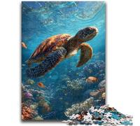 Jigsaw Puzzles for Teenagers Ocean Turtle Teenager Jigsaw,for Educational Game Challenge Toy Deal As Gifts for The Whole Family (38x26cm)