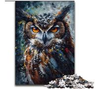 Jigsaw Puzzles for Teenagers Oil Paint Owl Portrait, Family Game Stress Reliever Difficult Challenge Enhance Love between Couples (Size 50x75cm)