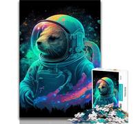 Jigsaw Puzzles for Teenagers Otter Astronaut Teenager Jigsaw,Family Activity Fun at Home Activities, Birthday Present,Travel Gifts (size 75x50cm)