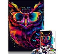 Jigsaw Puzzles for Teenagers Owl with Sunglasses Teenager Jigsaw,Decompressing Intellectual Educational Toy Perfect Decoration 38x26cm